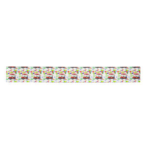Cute 1st Birthday Red Golf Cart Boy's  Satin Ribbon