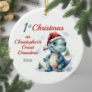 Cute 1st Christmas Great Grandson Dinosaur Ceramic Tree Decoration