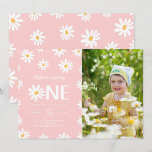 Cute 1st Daisy Birthday Photo  Invitation