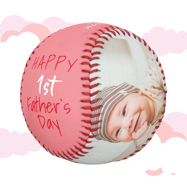 Cute 1st Father`s Day Script 2 Photo Collage Baseball (Creator Uploaded)