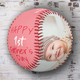 Cute 1st Father`s Day Script 2 Photo Collage Softball
