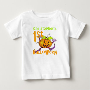 Cute 1st Halloween Pumpkin Custom Baby T-Shirt