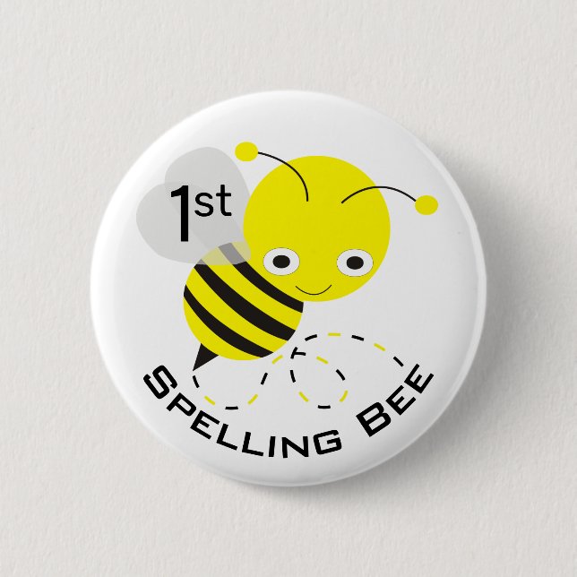 Cute 1st Place Spelling Bee Button for Kids (Front)