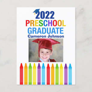 Cute 2022 Preschool Graduate Photo Announcement Postcard
