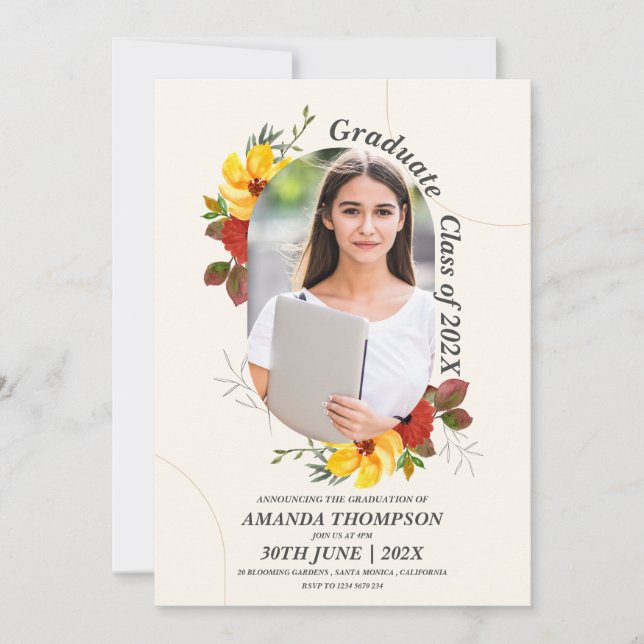 Cute  2025 Grad Elegant Photo Graduation Party Invitation (Front)