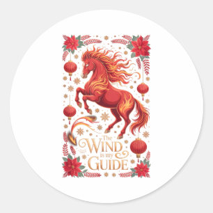 Cute 2026 Horse Lady Wind My Guide Zodiac Rider Fo Classic Round Sticker