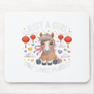 Cute 2026 Just Girl Who Loves Horses Zodiac Rider Mouse Mat