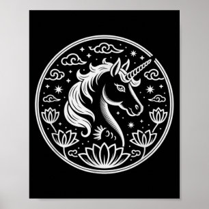 Cute 2026 Unicorn Year Of Horse Lunar Lady Zodiac Poster