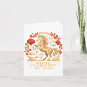 Cute 2026 Year Of The Horse Fortune Lady Lunar Lan Card