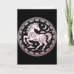 Cute 2026 Year Of The Horse Lunar Girl Zodiac Drag Card