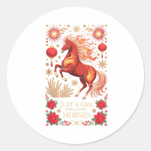 Cute 2026 Year Of The Horse Zodiac Cowgirl Fortune Classic Round Sticker
