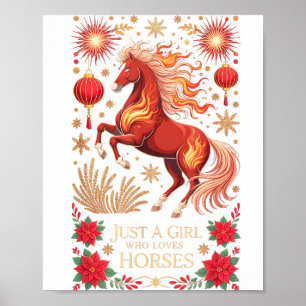 Cute 2026 Year Of The Horse Zodiac Cowgirl Fortune Poster
