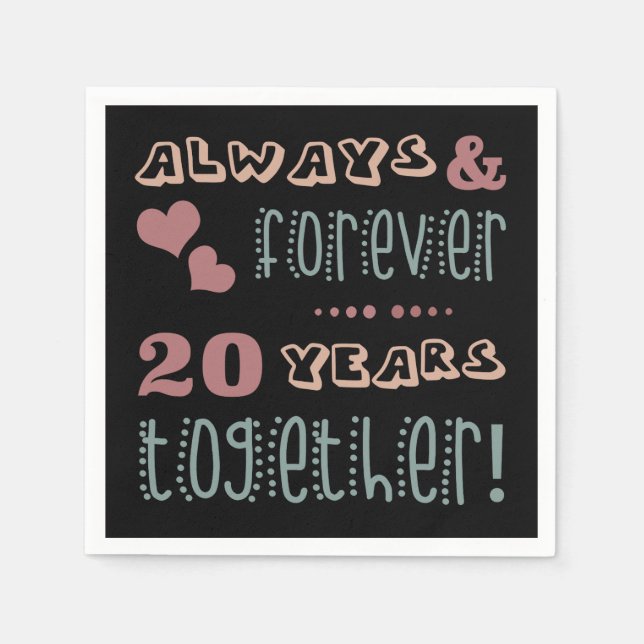 Cute 20th Wedding Anniversary Napkin (Front)