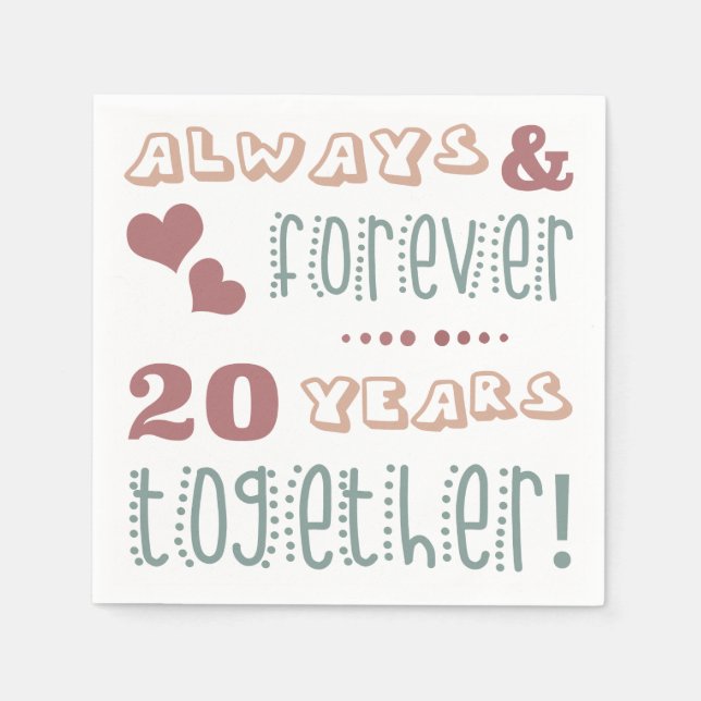 Cute 20th Wedding Anniversary Napkin (Front)