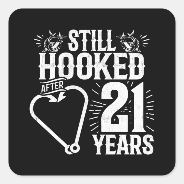 Cute 21st Anniversary Couples Married 21 Years Square Sticker (Front)