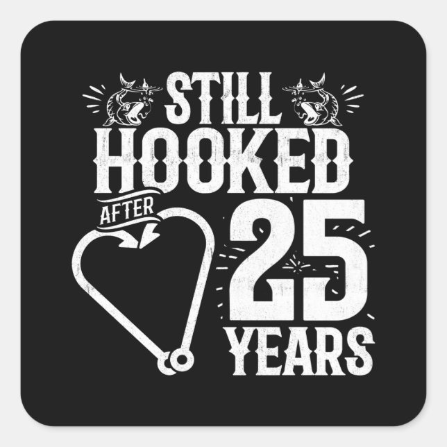Cute 25th Anniversary Couples Married 25 Years Square Sticker (Front)