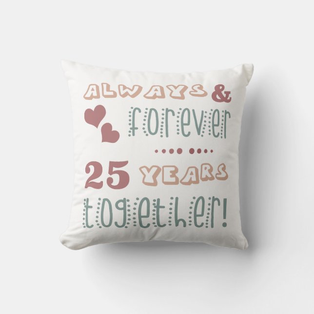 Cute 25th Wedding Anniversary Cushion (Front)