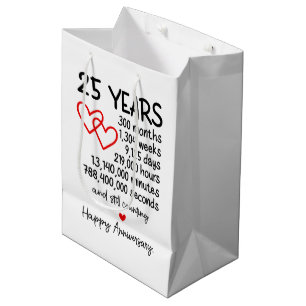 Cute 25th Year anniversary party  Medium Gift Bag