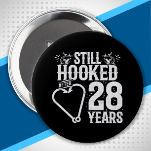 Cute 28th Anniversary Couples Married 28 Years 10 Cm Round Badge