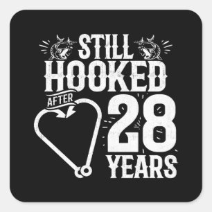 Cute 28th Anniversary Couples Married 28 Years Square Sticker