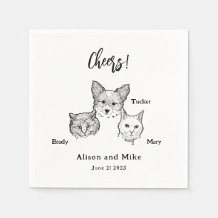 Cute 2 Cats Dog Pet Cheers Wedding Napkin
