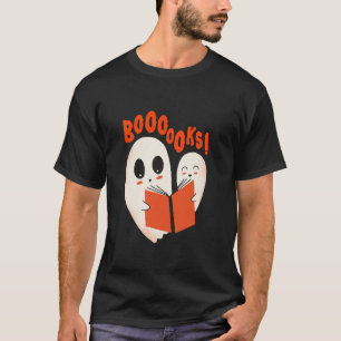 Cute 2 Ghosts Reading Books Halloween Bookworm Gho T-Shirt