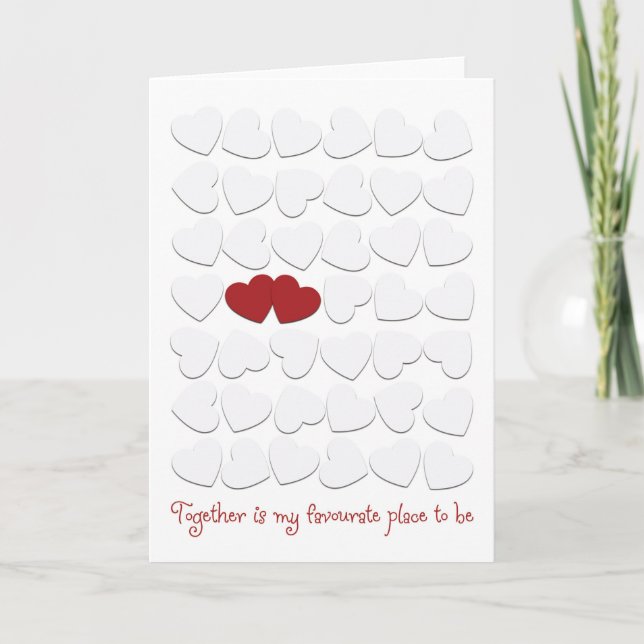 Cute 2 Hearts on Valentines Day Card (Front)