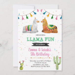 Cute 2 llama invitation
