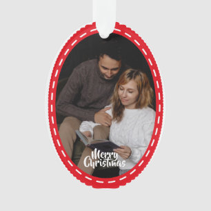 Cute 2 Photo Frame Christmas Ceramic Ornament