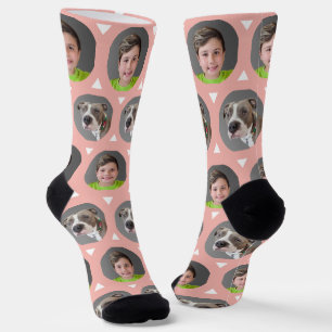 Cute 2 Photo Rose Gold Child Pet Family Pictures Socks