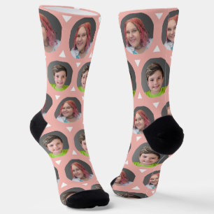 Cute 2 Photo Rose Gold Child Pet Family Pictures Socks