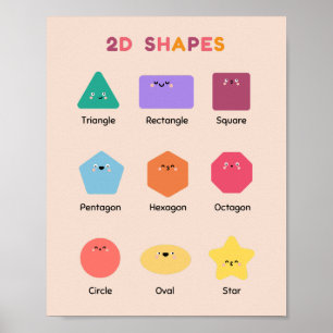 Cute 2D Shapes School Education Learning Poster