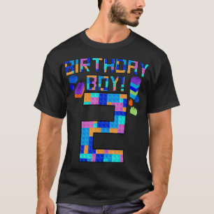 Cute 2nd Birthday Gift 2 Years Old Block Building  T-Shirt