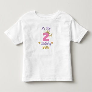 Cute 2nd Birthday Gold Crown & Stars Custom Toddler T-Shirt