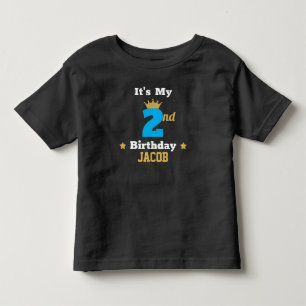 Cute 2nd Birthday Gold Crown & Stars Custom Toddler T-Shirt