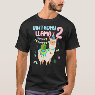 Cute 2nd Birthday Llama 2 Years Old Themed Alpaca T-Shirt