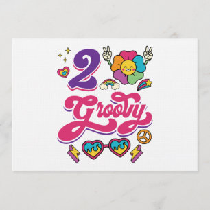 Cute 2nd Birthday Toddler 2 Groovy Invitation