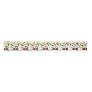 Cute 2st Birthday Red Golf Cart Boy's  Satin Ribbon