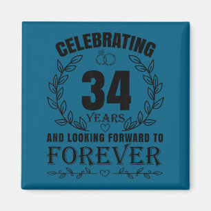 Cute 34th Wedding Anniversary For Design Magnet