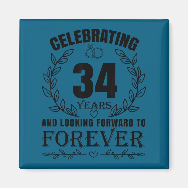 Cute 34th Wedding Anniversary For Design Magnet (Front)