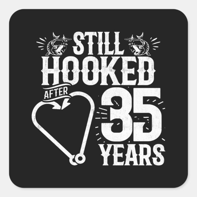 Cute 35th Anniversary Couples Married 35 Years Square Sticker (Front)