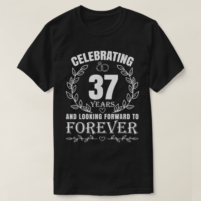 Cute 37th Wedding Anniversary for Couples Married  T-Shirt (Design Front)