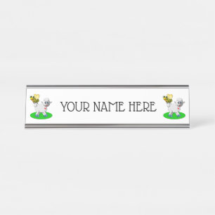 Cute 3-D Look Bee and Lamb Desk Name Plate
