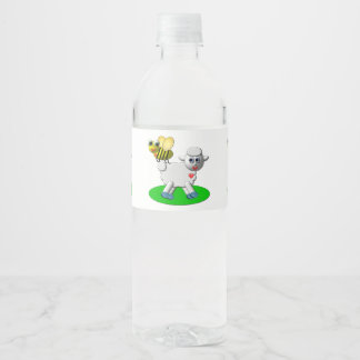 Cute 3-D Look Bee and Lamb Water Bottle Label