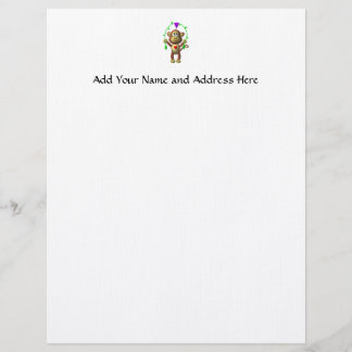 Cute 3-D Look Monkey with a Grapevine Jump-Rope Custom Letterhead