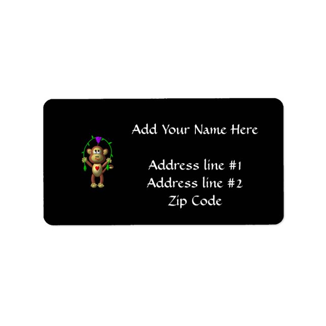 Cute 3-D Look Monkey with a Grapevine Jump-Rope Label (Front)