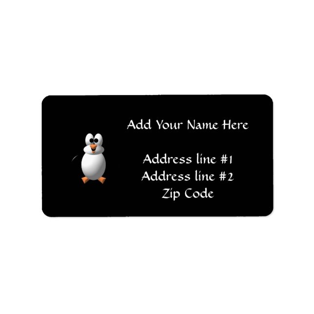 Cute 3-D Look Perky Penguin Label (Front)