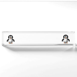 Cute 3-D Look Perky Penguin Nameplate