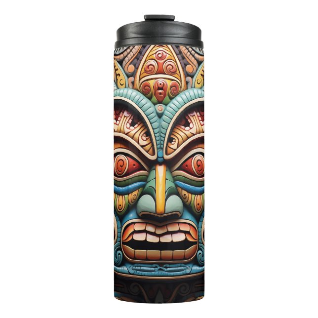 Cute 3-D Tiki Mask Thermal Tumbler (Front)