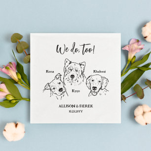 Cute 3 Dogs Pet Drawing Artwork Wedding Napkin
